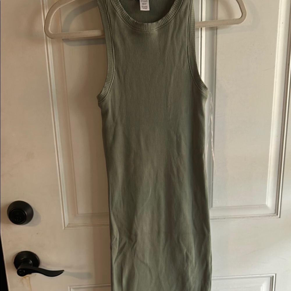 RSQ Olive Ribbed Tank Dress